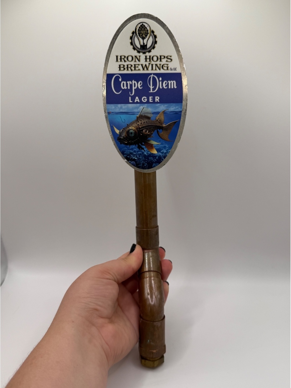 Iron Hops Brewing Co Carpe Diem Lager Beer Tap Handle